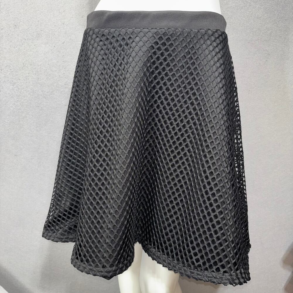 Contenta Black Mesh Overlay Skirt Large Fishnet Goth Edgy Net Skater Witchy